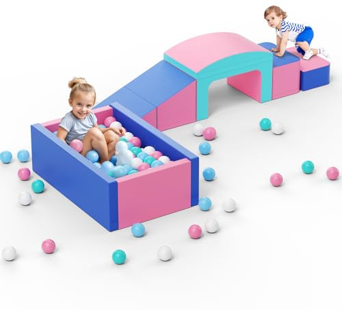 CUPCHID Blocchi da costruzione in schiuma per bambini,grandi blocchi da costruzione in schiuma giganti per bambini,giocattoli educativi prescolari per gattonare e arrampicarsi (Leone colorato-8 in 1)