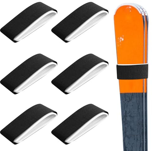 Colorich 6 Stück Verstellbarer Skigurte 5x48 cm, Ski Tragegurt, Ski Befestigungsbänder, Ski Zubehör für Skifahren Wintersport Skibindungen zum Tragen von Skiausrüstung