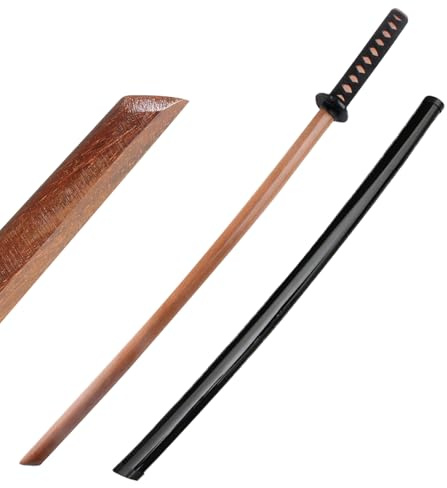 Holz Katana Schwert, Bokken Kendo-Training (Katana gelb-braun mit Scheide)