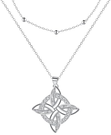 J.MUEN Collar Mujer Nudo Celta Plata de Ley 925 Colgante con Cadena Hipoalergénica Ajustable,Joyas Regalos para Mujer Novia Esposa Mamá