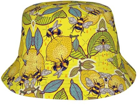Kfjghhl Chapeau cloche jaune citron et abeille unisexe léger pour l'extérieur, l'été, la plage, les vacances