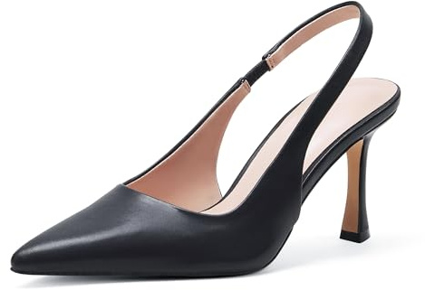 Zhabtuc Scarpe Donna Eleganti, Decollete Donna, Slingback Donna, Tacchi Alti a Punta, Stile Classico, Sandali Moda, Facili da Indossare, Stile Classico, Nero Opaco, 41 EU