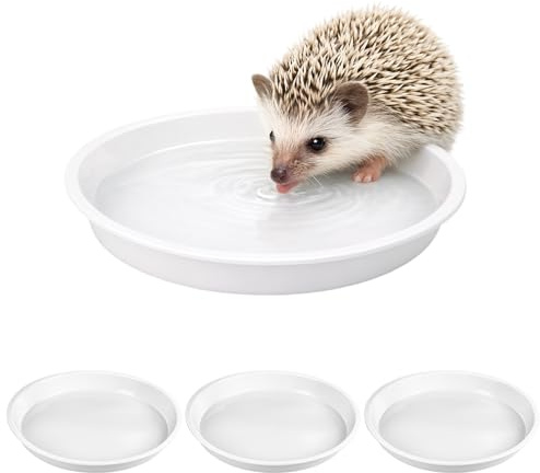 4PCS Hedgehog Feeding Station, Hedgehog Bowl Set of 4, Flat Edge Design for Easy Access, Ideal for Outdoor Wildlife Gardens, White Colour