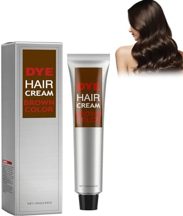 Grgowe Dye Hair Cream,Tinte para el cabello castaño, cera capilar, coloración uniforme, color duradero, cubre las canas, nutre y repara el cabello, aporta brillo-Brown