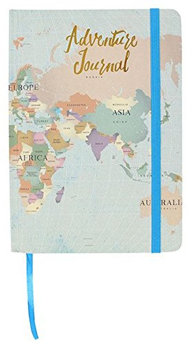 My Travels Adventure Journal à couverture rigide, format A5, motif carte