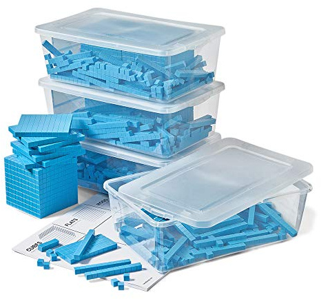 hand2mind Blue Plastic Base Ten Blocks Complete Set, Place Value Blocks, Counting Cubes for Kids Math, Base Ten Blocks Classroom Set, Math Blocks Kindergarten, Base 10 Math Manipulatives (Set of 644)