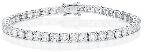 Diamond Treats 925 Sterling Silber Tennisarmbänder für Damen und Mädchen, 17.8 cm Silber-Armband mit funkelnden 4 mm weißen Zirkonia Steinen, Sterling Silber Schmuck Geschenke für Frauen