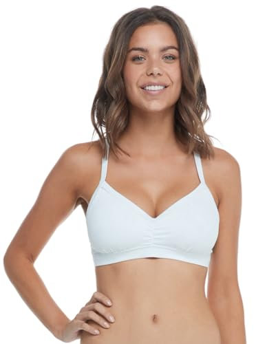 Body Glove Women's Drew D, DD, E, F Cup Bikini Top Swimsuit with Adjustable Tie Back, Ibiza Ribbed White, E