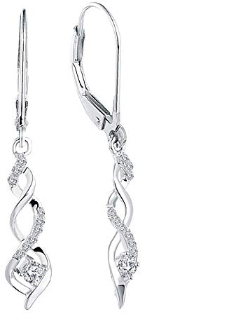 JO WISDOM Boucles d'oreilles Infini Argent 925/1000 dormeuse avec AAA oxyde de zirconium Pierre de naissance d'avril Femme