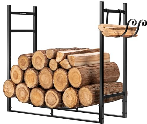 VIVOHOME Estante para Leña Resistente de 0,8 m con Soporte para Leña para Uso en Interiores y Exteriores