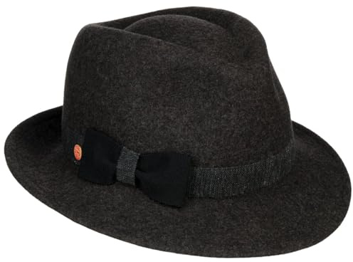 Mayser Leila Fedora Hat Bogart Style Plain Ribbon with Bow Made in EU Women Summer Winter