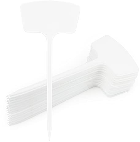 KINGLAKE 30 Pcs Outdoor Tall Plant Labels 36cm/14.1, Extra Large Waterproof Plastic Plant Tags, Super Thick T-Type Garden Markers for Vegetable, Flowers and Potted Plants (White)