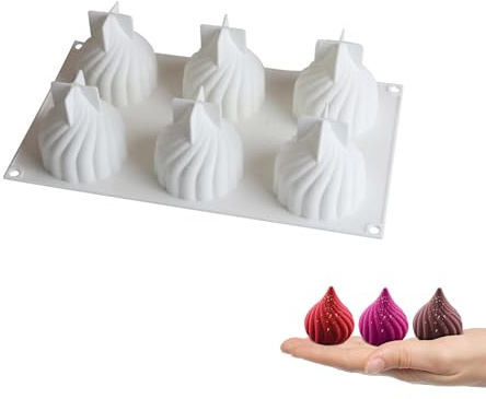 TUKEVA 6 Löcher Silikon-Formen Dessert Mousse Backformen Mousse Form 3d backformen Mousse Form 3D Silikon Formen Zwiebel silikonform für machen Schokolade,Kuchen,Gelee,Pudding,Mousse,Gelee (Weiß)