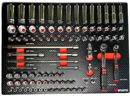 Würth Steckschlüssel-Satz 3/8+1/4 Zoll 8.4.1 91-teilig Zebra 0965905903