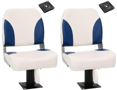 vidaXL Bootssitze 2 Stk., Bootssitz mit Podest Rückenlehne, Steuerstuhl Klappbar 360° Drehbar, Bootsstuhl Steuersitz Klappsitz, Kunststoff Stahl