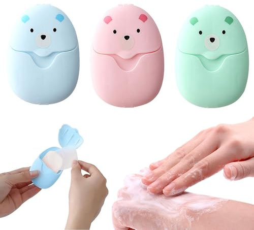 SIAOBIULYG 3 PCS Travel Soap Sheets Portable Disposable Soap Paper Backpacking Essentials Paper Soap Sheets Mini Cleaning Products for Indoor Outdoor Travel Camping Hiking