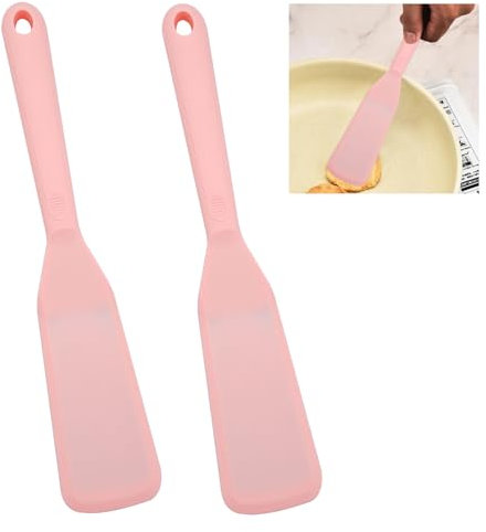 TESSTSY 2 Pezzi Spatole in Silicone, Spatola Cucina Rosa Sottile, Resistente Al Calore, Antiaderenti, Utensili Da Cucina, Per Cucinare Crêpes Omelette