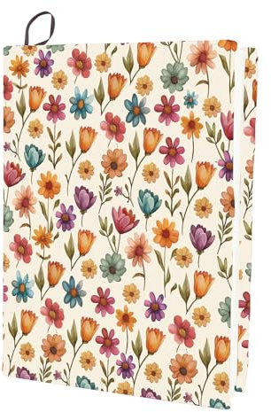 CRASPIRE Stretchigt bokomslag blommigt elastiskt bokomslag ärm 39,9 x 25,8 cm vårblommor tyg tvättbar återanvändbar stor anteckningsblock töjbar lämplig för 23,86 x 28,94 cm de flesta inbundna böcker