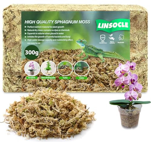 LINSOCLE 300g Tourbe de Sphaigne pour Plantes - Substrat Adapté à Monstera et Orchidées - Bon Terreau Intérieur Professionnel
