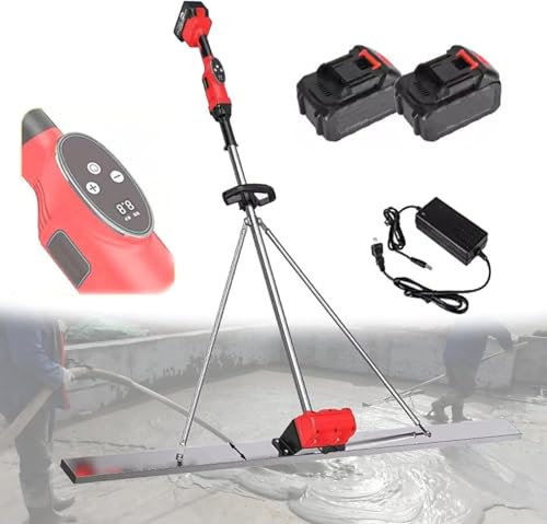 Hrxllb Upgraded Concrete Screed Vibratory Kit,6000Rpm 150CM/180CM/200CM Stainless Steel Board Concrete Finishing Tool,Concrete Electric Scraper with 2 * 25000mA Battery(1.5M)
