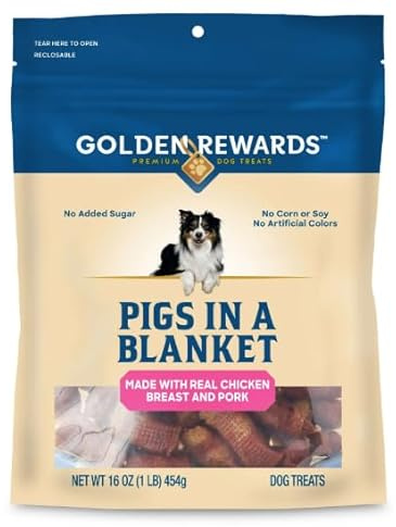 Golden Rewards Pigs in a Blanket Chicken and Pork Sausage Dog Treats, 16 Ounce (Pack of 1)
