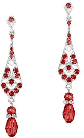 BABEYOND - Pendientes vintage de los años 25 para mujer, diseño de Gran Gatsby, accesorios de fiesta, 8.2 x 1.8 cm, Diamantes de imitación