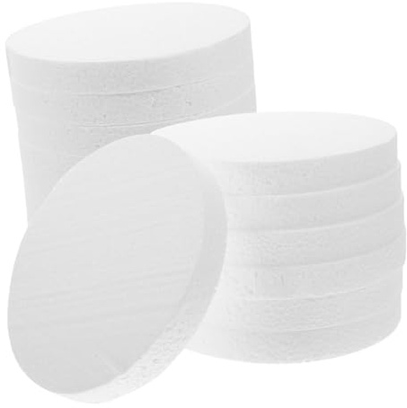 Tofficu 16 Pezzi Vassoio Rotondo in Polistirolo per Decorazioni Torte Dischi in Schiuma Rigida Spessore Leggero e Durevole per DIY e Allestimenti Dolci