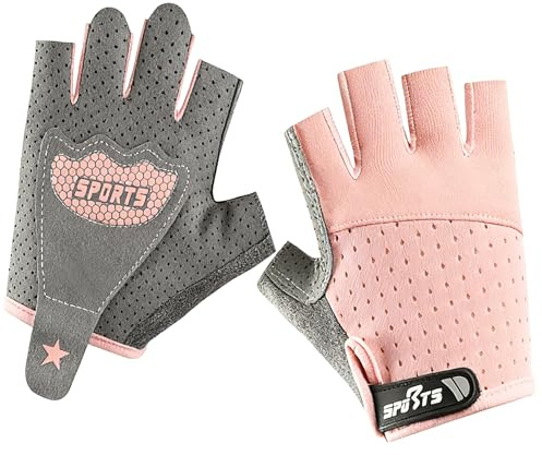 Bawnhaw Kids Fingerless Cycling Gloves Toddler Teen Girls Boys, Pink 7-12T