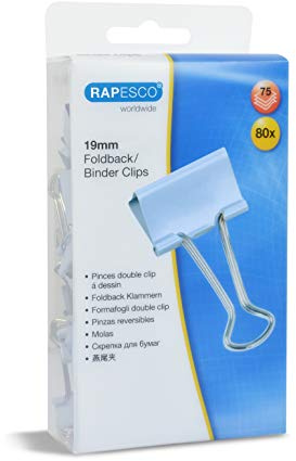 Rapesco 1490 Pinces à Double Clip 19 mm, Bleu Pastel, Lot de 80