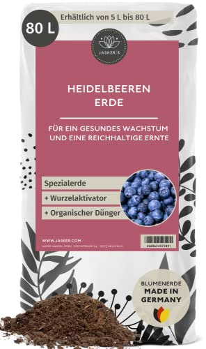 Bio Saure Erde für Heidelbeeren & Blaubeeren 80 L - Beeren-Erde mit 100 Tage NPK Dünger für kräftige Pflanzen - Luftig lockere Pflanzenerde für Beeren - Obst-Erde - Rhododendron-Erde