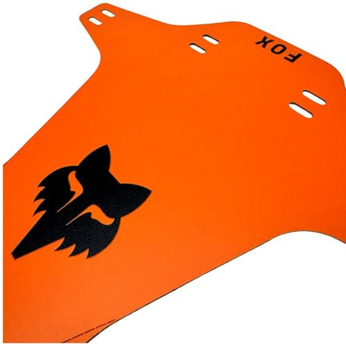 Fantic26 F26 Mud Guard Fahrrad MTB DH FR Ebike kompatibel mit Fox Gabel Spritzschutz Schutzblech (Retro Orange/Logo Schwarz)