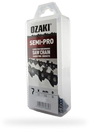 OZAKI - Chaîne Tronçonneuse 1/4 LP E56 Mini - Jauge 1,1 mm (0,043) - Profil de Gouge Semi-Carré - 56 Entraîneurs - 25 cm