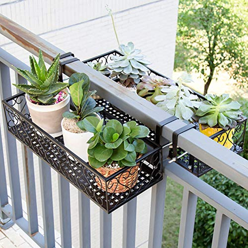 Tissting Cremagliera Fiori, Scaffale Appeso Balcone in Ferro 5 Livelli con Supporto Vasi per Piante, Design Moderno per Giardino Verticale Casa Ringhiera Angoli Esterni