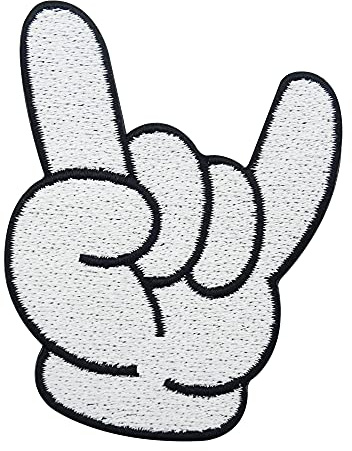Vit tecknad handrocker patch för strykning | Comic lappar, manga strykbild, rocker påstrykning, mus patch finally Home