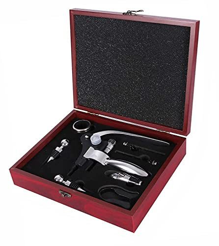 Yuknees Set di cavatappi per Vino, con Confezione Regalo, Taglia-Pellicola e apribottiglie, Anello salvagoccia, Tappo per Vino, apribottiglie, Set Regalo per Uomini