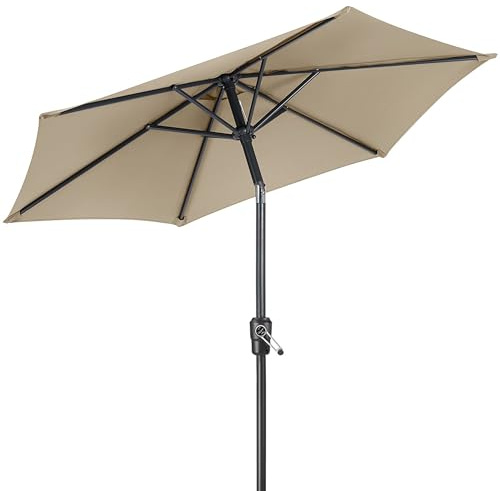 CHRISTOW Tilting Garden Parasol Umbrella UV Protective Polyester Canopy With Crank Handle