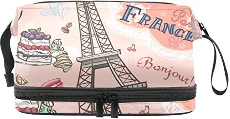 Trousse de Maquillage pour Femme Trousse cosmétique,Tour Eiffel France Voyage,Sac Organisateur cosmétique Sac de Maquillage de Voyage Portable