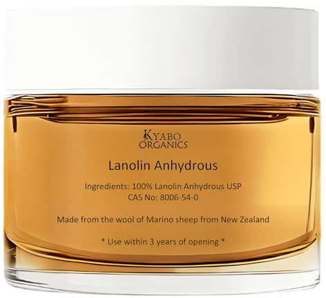 Kyabo Pure Lanolin 1lb Jar - All-Natural Emollient for Dry Skin, Chapped Lips, and More - Moisturizing, Hydrating, and Soothing - Ideal for Skincare and DIY Beauty Products Organic (16oz/1lb Jar)