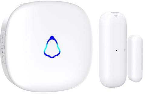 METAK Door Chime, Wireless Door Open Contact Sensor Alarm with 500 FT Range, 58 Chimes and 5 Volume Levels for Business/Store/Home/Office When Entering, 1 Transmitter + 1 Plug-in Receiver
