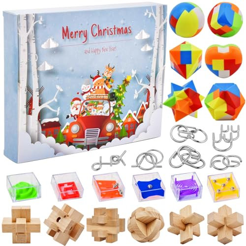 Advent Calendar 2025 for Kids - 24 Days of Christmas Countdown Calendar with Brain Teaser Puzzle Toys - Kid Adults Advent Calendar for Boys Girls Teens Christmas Presents for Kids