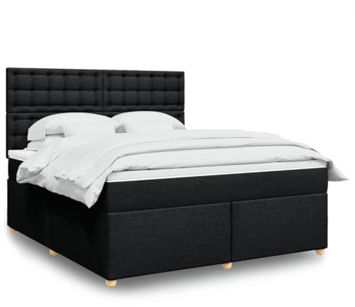 qohoio Boxspringbett mit Matratze Schwarz 180x200 cm Bett Boxspringbett Schlafzimmer MöBel Betten Bett Mit Matratze Stoff - 3291375