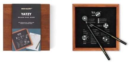 Iron & Glory Yatzy Dice Games | Wooden Board For Family Night | Coffee Table Decor Famiily Night | 4 Player Games & Wooden Living Room Decor
