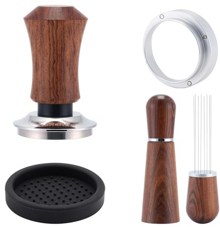 Kit BaristaTamper 53,5mm,Prensador de Cafe,Wdt Tool,Anillo Dosificador Cafe y Tampermatte Set,Accesorios Cafetera Barista para Portafiltro 53,5 mm Accesorios Cafe