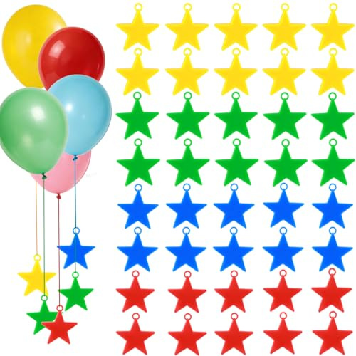 40 Piezas Peso para Globos de Estrellas, Peso Globo Helio de Plástico para Bodas, Cumpleaños, Navidad, Halloween