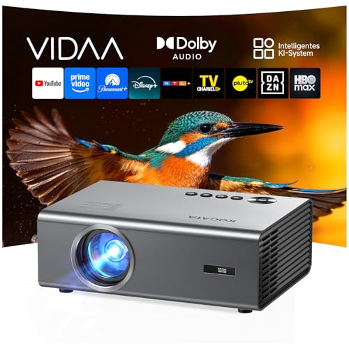 Proiettore intelligente 4K con VIDAA, compatibile con app Netflix, Dolby audio e HDR10+, KOGATA originale AirPlay, messa a fuoco automatica, 6D Keystone, WiFi 6 e Bluetooth, proiettore home cinema per
