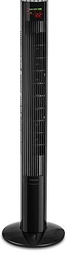 TROTEC TVE 32 T Tower Fan LED Display 45 W Quiet 3 Speeds Automatic Oscillation 60° Timer Remote Control Black
