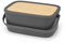 Brabantia Large Bread Bin with Wooden Serving Board and Handle - Dark Grey