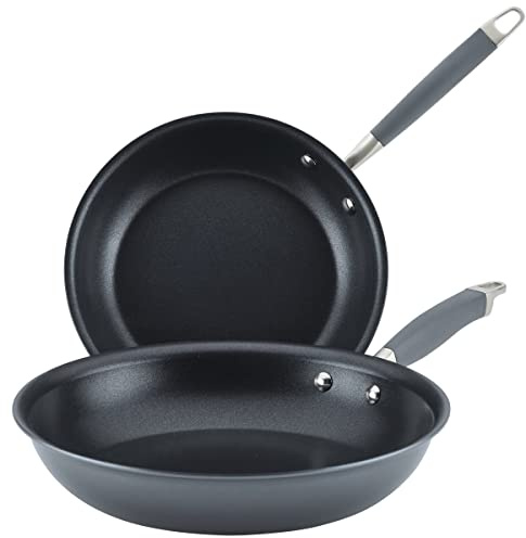 Anolon Advanced Home Hard-Anodized Nonstick Skillets (2 Piece Set- 10.25-Inch & 12.75-Inch, Moonstone)