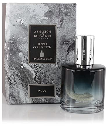 ASHLEIGH & BURWOOD - Large Glass Fragrance Lamp - Refillable and Reusable - Use with Fragrance Oil - Powerful and Purifying - Home Design (Black Onyx)