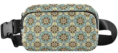 Sac banane marron à motif traditionnel japonais mignon pour homme et femme, sac banane multifonction à fermeture éclair avec sangle réglable pour l'entraînement, la course à pied, la randonnée, Motif